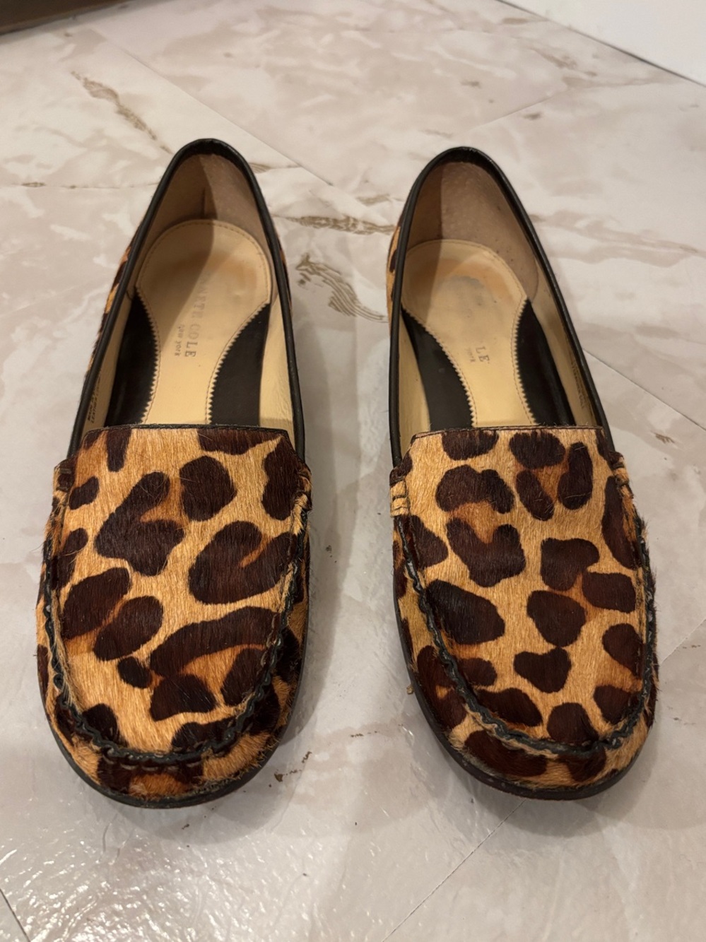 Leopard Print Slip-On Women's Loafers - calf hair Kenneth Cole 7.5